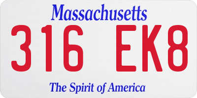 MA license plate 316EK8