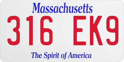 MA license plate 316EK9