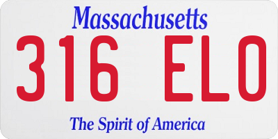 MA license plate 316EL0