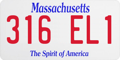 MA license plate 316EL1
