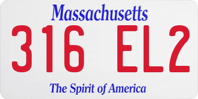 MA license plate 316EL2
