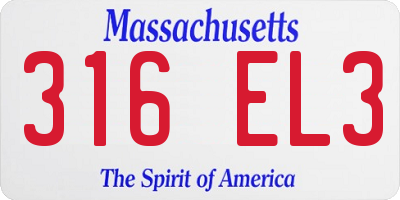 MA license plate 316EL3