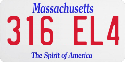 MA license plate 316EL4