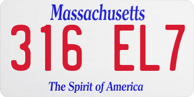 MA license plate 316EL7