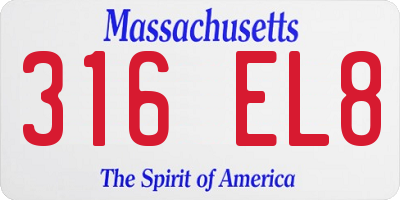 MA license plate 316EL8