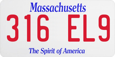 MA license plate 316EL9