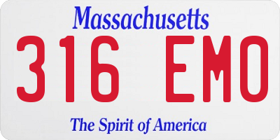 MA license plate 316EM0