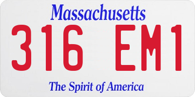 MA license plate 316EM1
