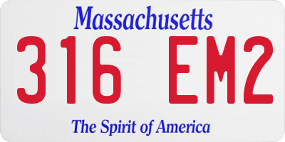 MA license plate 316EM2