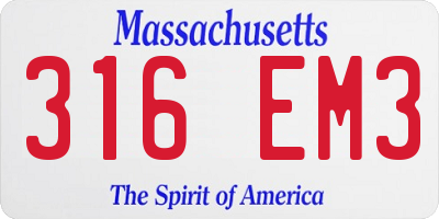 MA license plate 316EM3