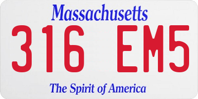 MA license plate 316EM5
