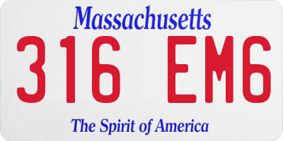 MA license plate 316EM6
