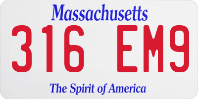 MA license plate 316EM9
