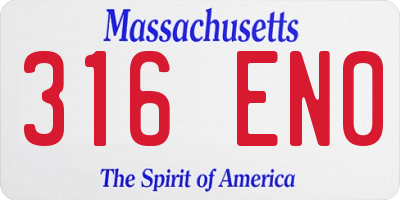 MA license plate 316EN0