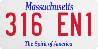 MA license plate 316EN1