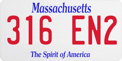 MA license plate 316EN2