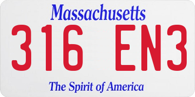 MA license plate 316EN3