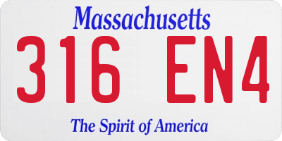 MA license plate 316EN4