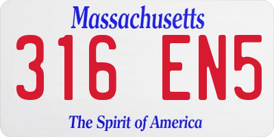 MA license plate 316EN5