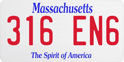 MA license plate 316EN6