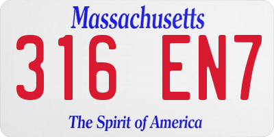 MA license plate 316EN7