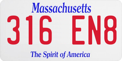 MA license plate 316EN8