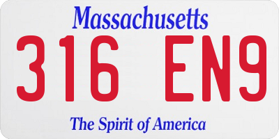 MA license plate 316EN9