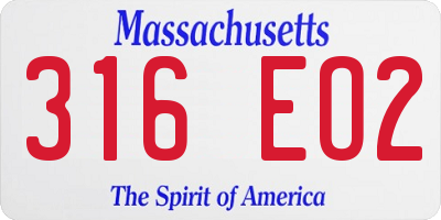 MA license plate 316EO2
