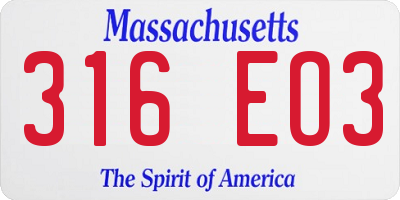 MA license plate 316EO3