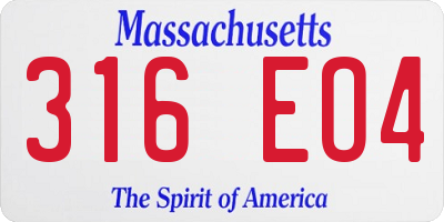 MA license plate 316EO4