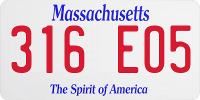MA license plate 316EO5