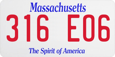 MA license plate 316EO6