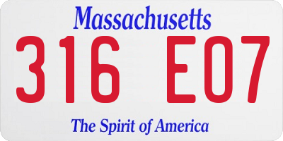 MA license plate 316EO7