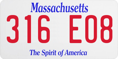 MA license plate 316EO8