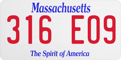 MA license plate 316EO9