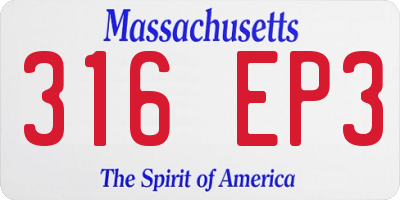 MA license plate 316EP3