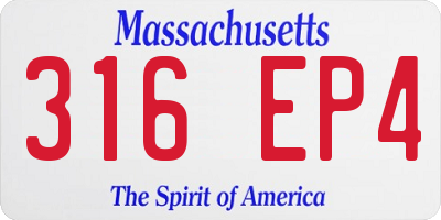 MA license plate 316EP4