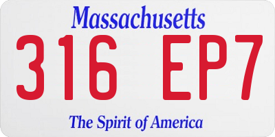 MA license plate 316EP7