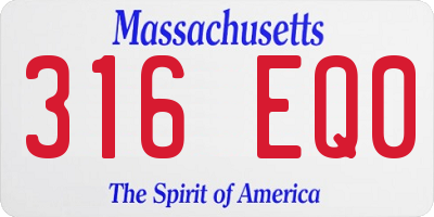 MA license plate 316EQ0