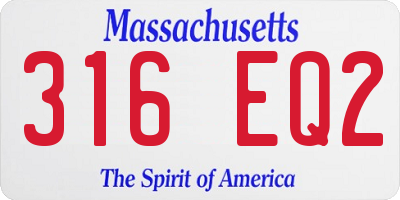 MA license plate 316EQ2