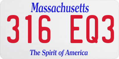 MA license plate 316EQ3