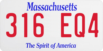 MA license plate 316EQ4