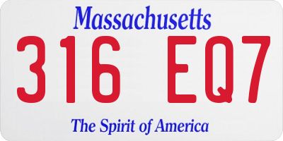 MA license plate 316EQ7