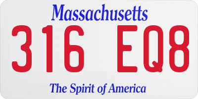 MA license plate 316EQ8
