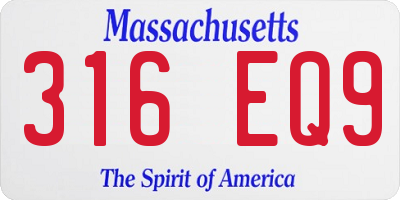 MA license plate 316EQ9