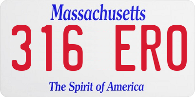 MA license plate 316ER0