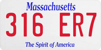 MA license plate 316ER7