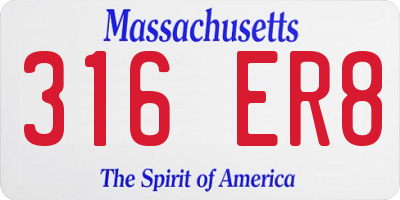 MA license plate 316ER8