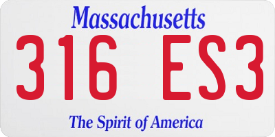 MA license plate 316ES3