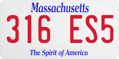 MA license plate 316ES5